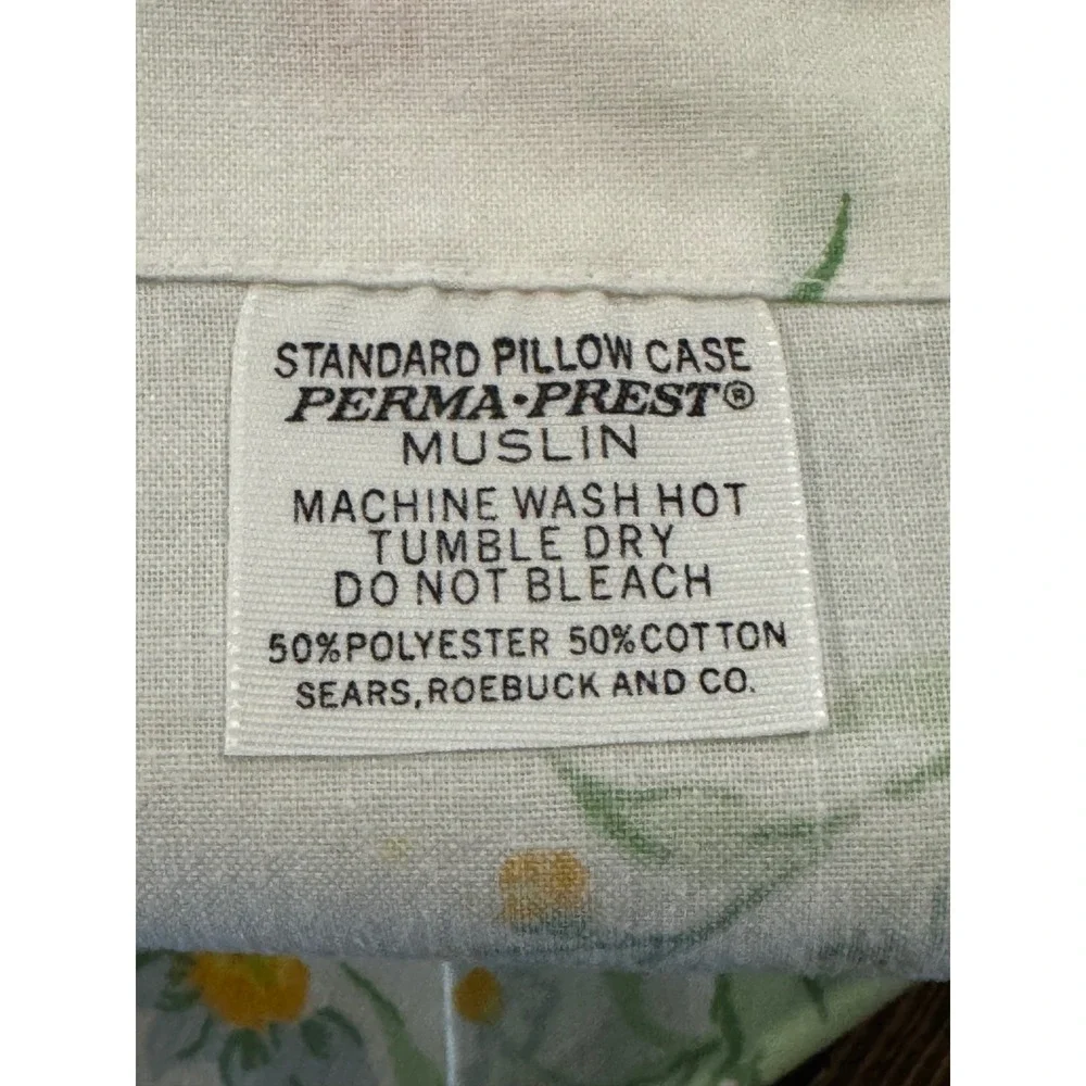 Sears Pillowcase Set Standard White Pink Yellow Floral Vintage Cottagecore 70s